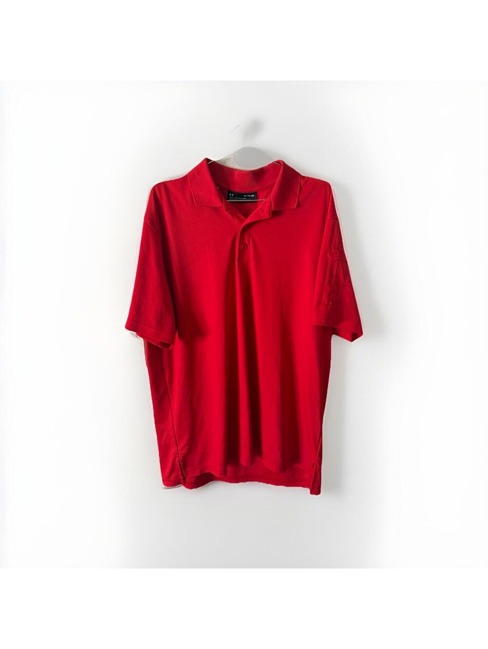 Under Armour Mens Red HeatGear Tactical Polo Shirt Loose Fit XL Short Sleeve